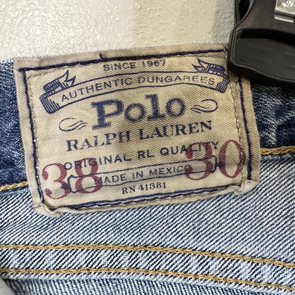 Polo Ralph Lauren Jeans Mens 38x30  Blue Authentic Dungarees Denim Straight RL - Picture 3 of 5